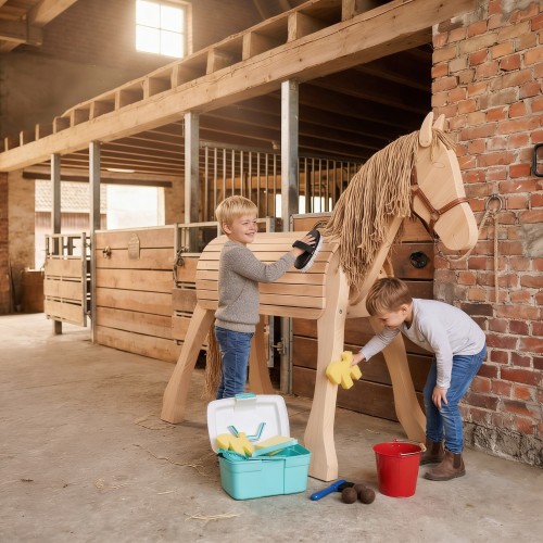 Holzpferd groß 7030 beauty - weihnachtlich dekoriert - Rentierpferd - Winterausflug