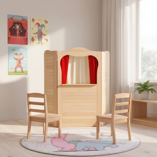 Kasperletheater FINN aus Buchenholz integriert in hellen Kita-Raum – hochwertiges pädagogisches Spielzeug Kasperletheater FINN aus Buchenholz integriert in hellen Kita-Raum – hochwertiges pädagogisches Spielzeug