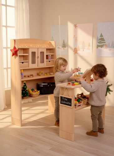 Preview: Weihnachtlich dekorierter Kaufladen Emma