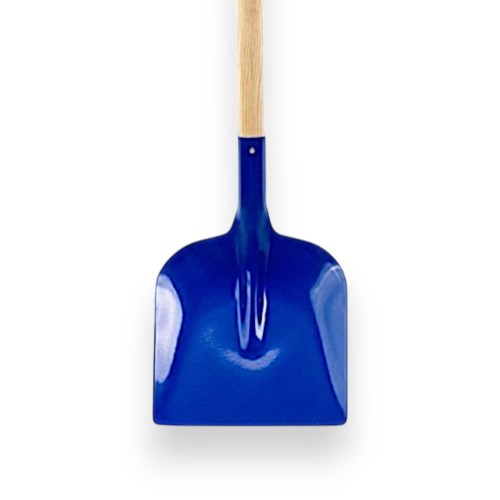Blaue Kinder-Flachrandschaufel Holsteiner mit Holzstiel Kinderschaufel blaues Metallblatt und langer Holzgriff Gartenspielzeug Kinder Flachrandschaufel für Sandkasten