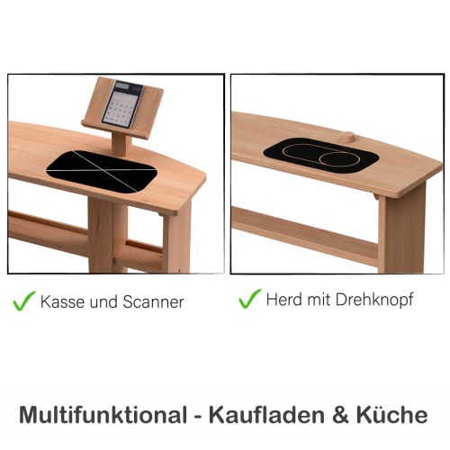 Kinder Spieltheke Buche - Multifunktional als Kaufladen und Küchen Erweiterung