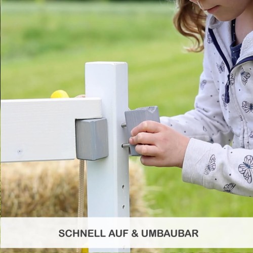 Kinder Springhürde aus Holz schnell auf- und umbaubar dank Stecksystem