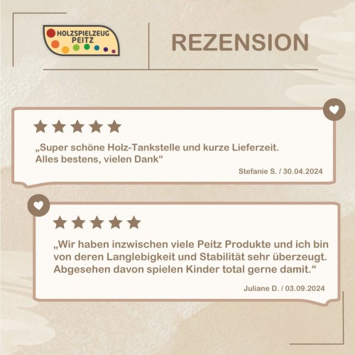 Positive Bewertungen zur Kinder Tankstelle aus Holz