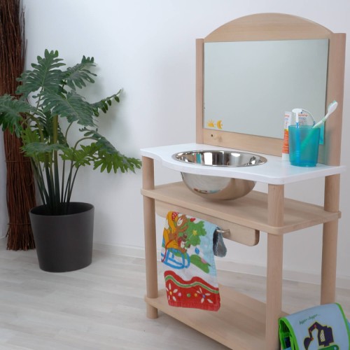 Kinder Waschtisch mit Spiegel aus Holz