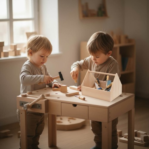 Kinder spielen gemeinsam mit der Holzspielzeug Peitz Werkbank in der Kita – pädagogisch wertvoll, aus massivem Buchenholz und ideal für Montessori und Waldorf Lernen Kinder spielen gemeinsam mit der Holzspielzeug Peitz Werkbank in der Kita – pädagogisch wertvoll, aus massivem Buchenholz und ideal für Montessori und Waldorf Lernen