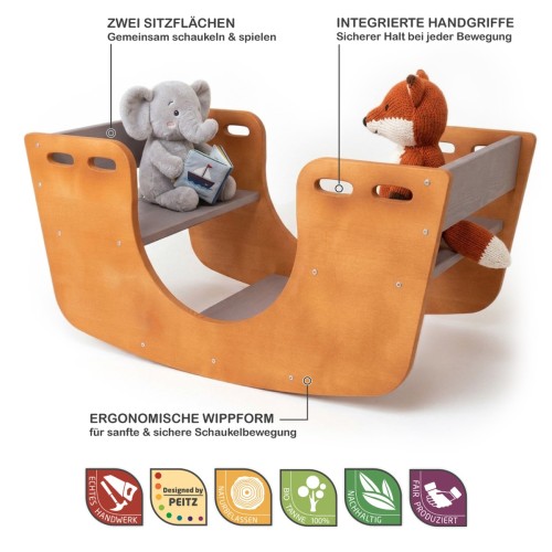 Ergonomische Holz Kinder Wippe mit sicheren Griffen und stabiler Bauweise