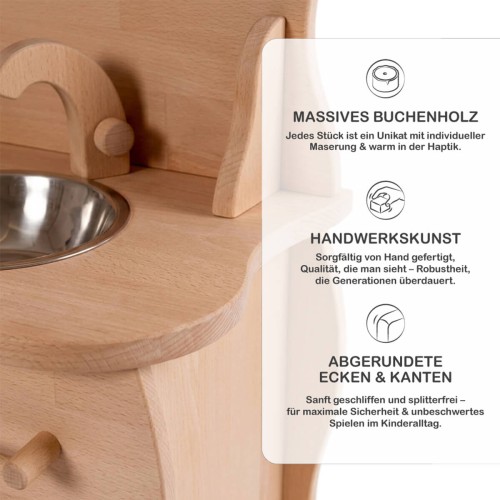 Kinderküche Buchenholz Qualität Detail Verarbeitung