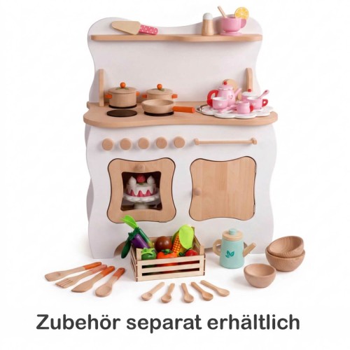 Spielküche weiß Zubehör Holz Set Kochspiel