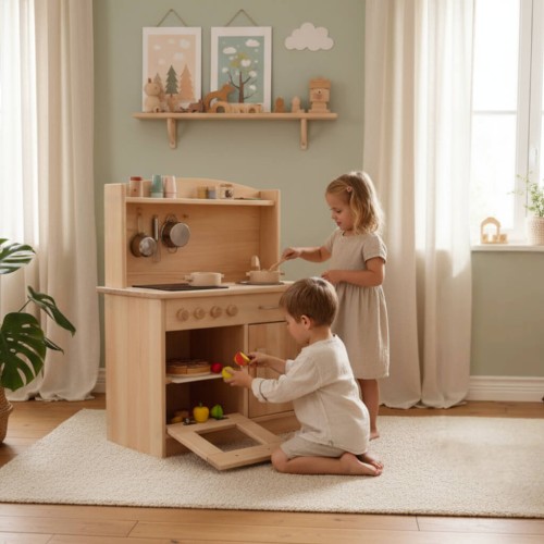 Rapunzel Kinderküche aus Massivholz in Natur Optik