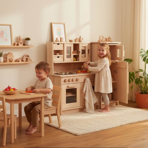 Kinderküche Set mit Beistellschrank für Kleinkinder Kinderküche Set mit Beistellschrank für Kleinkinder