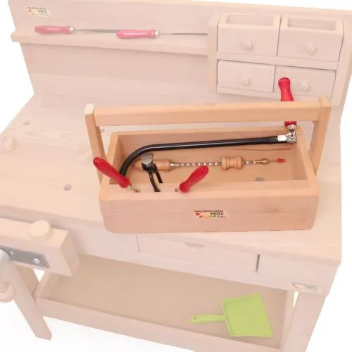 Kinder-Werkzeugkasten aus Holz | Kinder-Werkbank-Zubehör | Werkzeugbox für Kinder