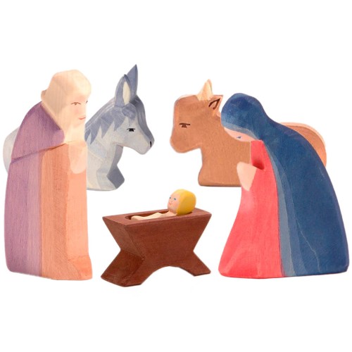 6-teiliges Ostheimer Krippenfiguren Set Heilige Familie aus Holz