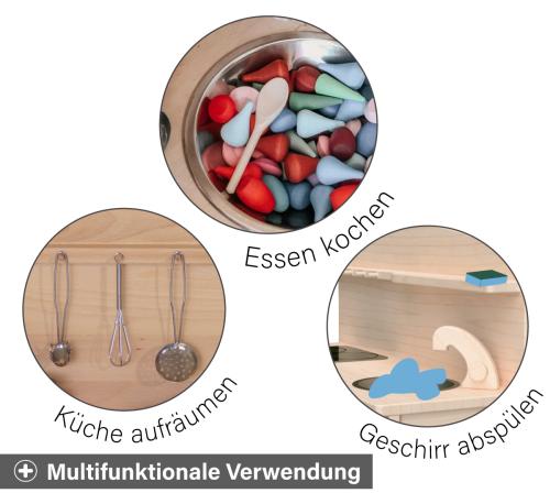 Küche Aufsatz für Kinder - Multifunktionale Verwendung - Essen kochen, Küche aufräumen, Geschirr abspülen