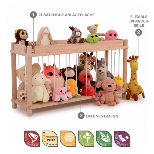 Preview: Kuscheltier Zoo mit flexiblem Expanderseil und stabiler Holzbauweise