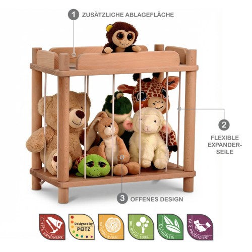 Preview: Kuscheltier Zoo mit flexiblem Expanderseil und stabiler Holzbauweise