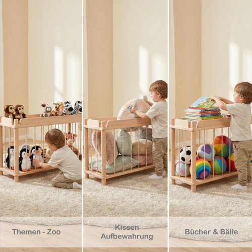 Preview: Multifunktionaler Kuscheltier Zoo zur Aufbewahrung von Kuscheltieren, Kissen, Büchern und Spielmaterial