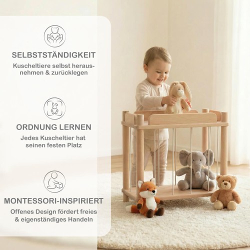Preview: Montessori Kuscheltier Zoo fördert Selbstständigkeit und Ordnung im Kinderzimmer