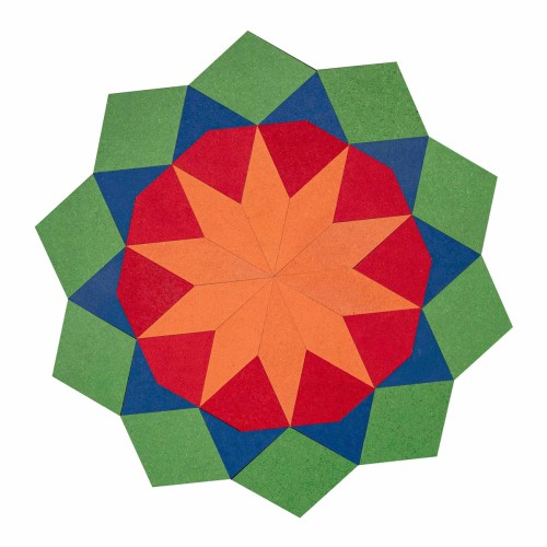 LegeART Legespiel mit rundem Blütenmuster aus bunten Mosaikteilen