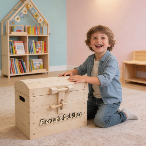 Schatzkiste oder Piratenkiste zur Aufbewahrung mit Personalisierung