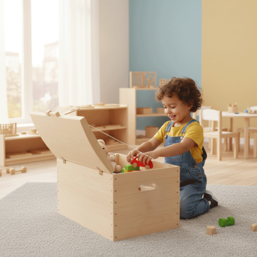Schatzkiste Holzkiste im Kinderzimmer
