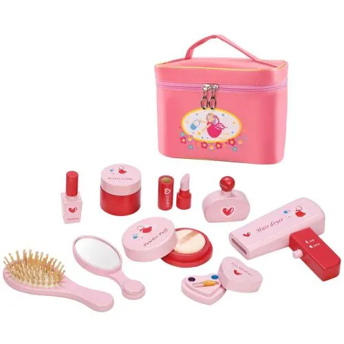 Kinder SchminkofferSpiel-Schmink-koffer rosa Make-up-Set Kinderspielzeug biologisch pädagogisch wertvolles Spielzeug gesundes Spielzeug Holzspielzeug 1 Jahr Kleinkind Spielsachen kreatives Spielzeug Kind