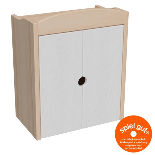 Puppen Kleiderschrank GRETA weiß-natur aus Holz | Waldorf Puppen Schrank aus Massivholz