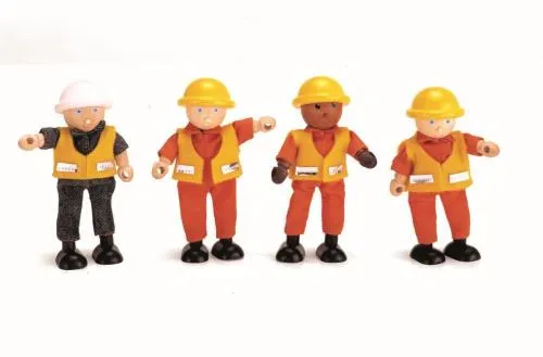 Kinder-Baukran! Holz-Spielzeug-Kran | Bauarbeiterfiguren