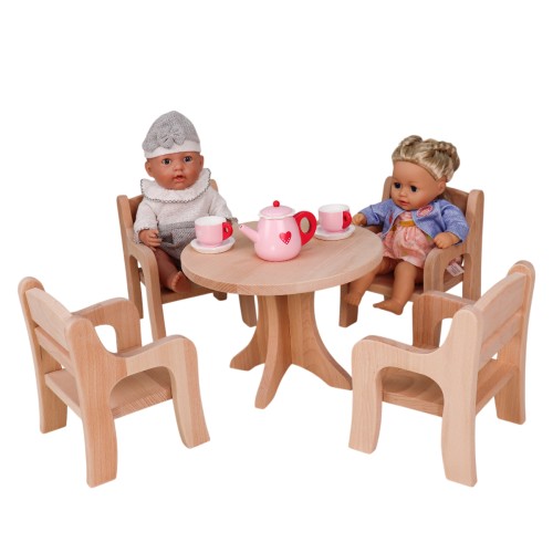 Puppen Möbel Set 4 - Mit 4 Stühlen und einem Tisch Puppen Möbel Set 4 - Mit 4 Stühlen und einem Tisch