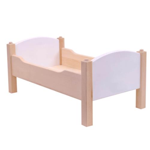 Puppenbett weiß aus Buche Vollholz