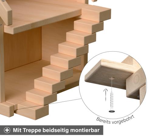 Puppenhaus Villa weiß mit Treppe beidseitig montierbar