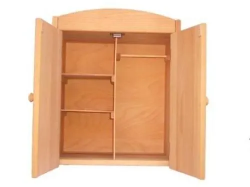 massiver und solider gearbeiteter Puppenschrank ,Holzspielzeug,Puppenmoebel, Puppenkleiderschrank,Kleiderschrank fuer Puppen- hochwertiges Holzspielzeug-nachhaltiges spielen