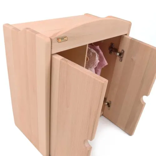 Puppen Kleiderschrank groß aus Holz Natur | Waldorf Puppen Schrank aus Massivholz