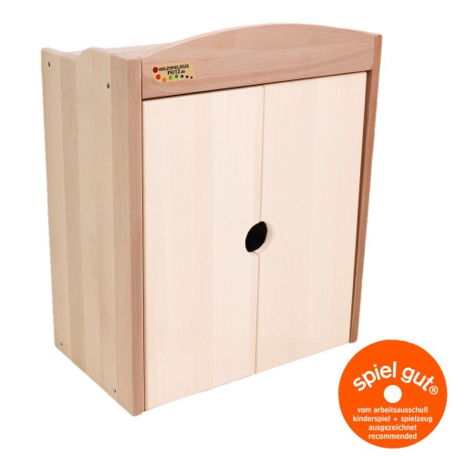 Puppenschrank weiß aus Naturholz
