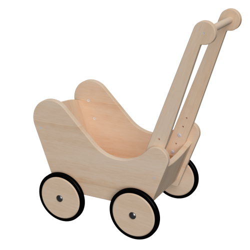 Puppenwagen JOHANNA aus Holz im Waldorf Still mit Gummi Flüsterreifen für Kinder ab 1-2 Jahre personalisierbar