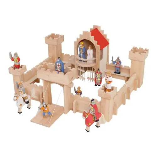 Natur Ritter-Schloss mit Holzfiguren spiel
