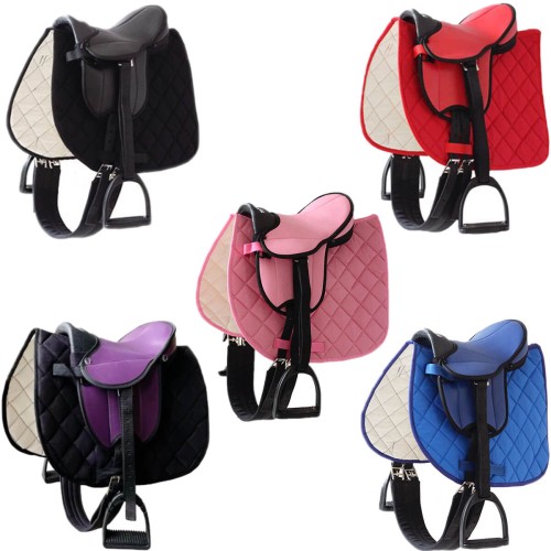 Sattel für Holzpferd mit Satteldecke und Haltegriff