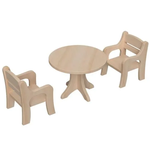 Puppenmöbel Set 1 mit 2 Stühle + 1 Tisch