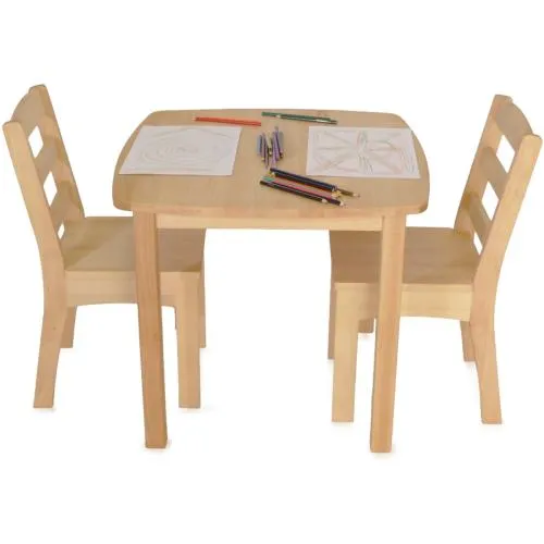 Zwei Kinderstühle aus Buchenholz mit Tisch – für Kindergarten – pädagogisch wertvolles Holzspielzeug – ökologisch und gesundes Kinder-Spielzeug - Sitzmöbel- Spieltisch