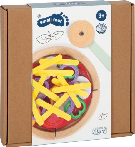 Verpackung des Small Foot Pizza Sets aus Holz mit Produktbild