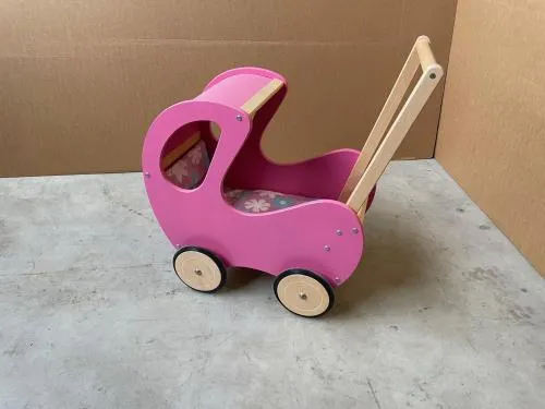 Puppenwagen rosa aus Holz