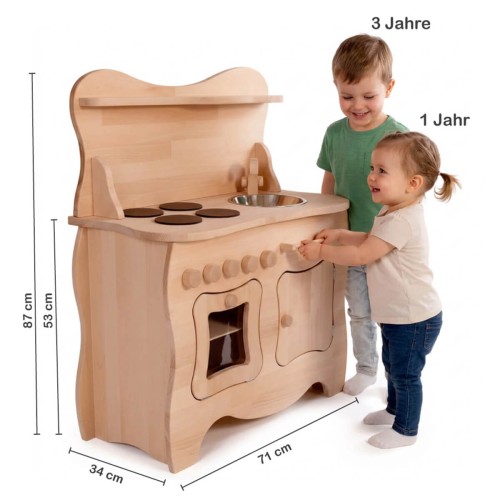Spielküche Größe Vergleich Kinder 1 und 3 Jahre