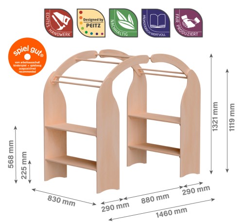 Weißer Spielständer JUNA | Kinder- Spielhaus | Massivholz | Waldorf-Schatzhöhle 1005