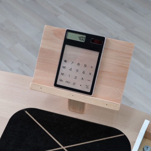 Waldorf Spieltheke mit Taschenrechner inklusive aus Massivholz