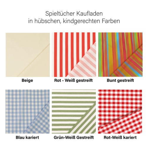 Preview: Kaufladen Spieltuch in verschiedenen Farben erhältlich - beige, rot-weiß, bunt