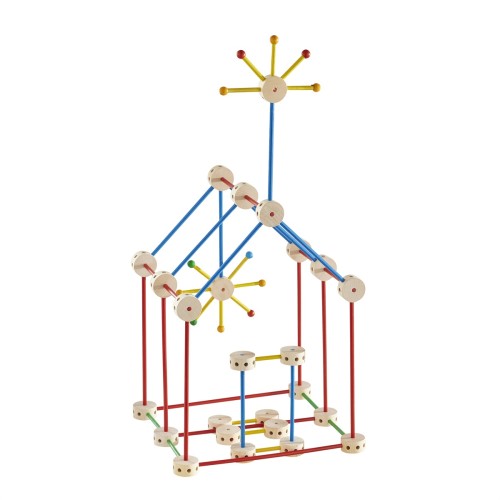 Hausähnliches Bauwerk aus dem SteckART Set 2 mit bunten Holzstäben