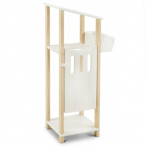 Steckenpferd Stall klein für 1 Hobby Horse aus Holz in Weiß mit Saloontür und Futterfach