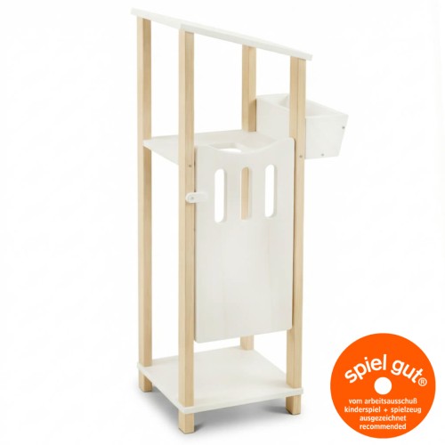 Steckenpferd Stall klein für 1 Hobby Horse aus Holz in Weiß mit Saloontür und Futterfach