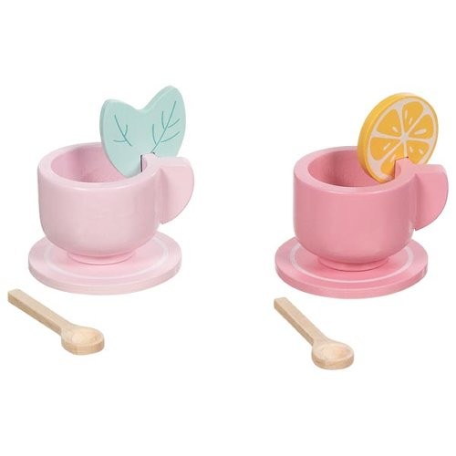 Preview: Holz Teeservice Tassen und Teekanne für Kinder