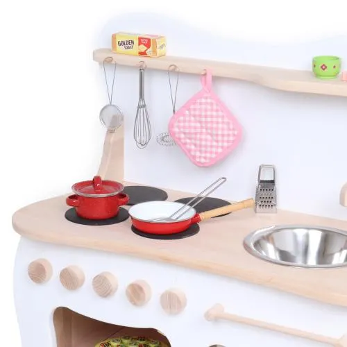 Kinderküche "Schneewittchen" | Weiß - Natur | Spielküche mit kinderfreundlichen Design