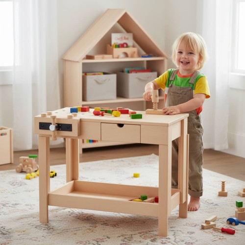 Kinderwerkbank Leo mit Schraubstock aus Massivholz